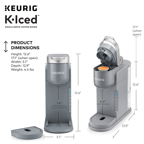 Cafetière pour une tasse K-Iced de Keurig - infuse chaud et froid - Gris