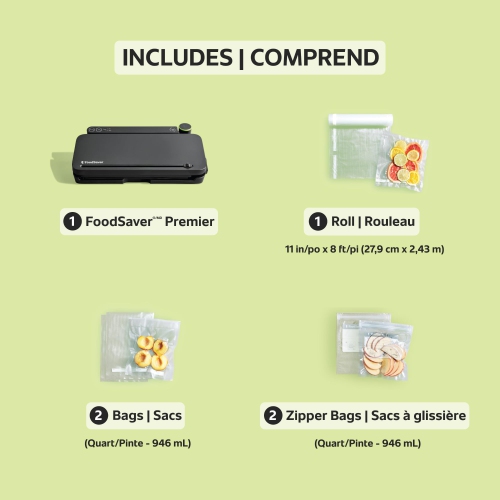 FoodSaver Premier Multi-Use Food Preservation System, Vacuum Sealing Machine with Built-In Handheld Sealer, Matte Black