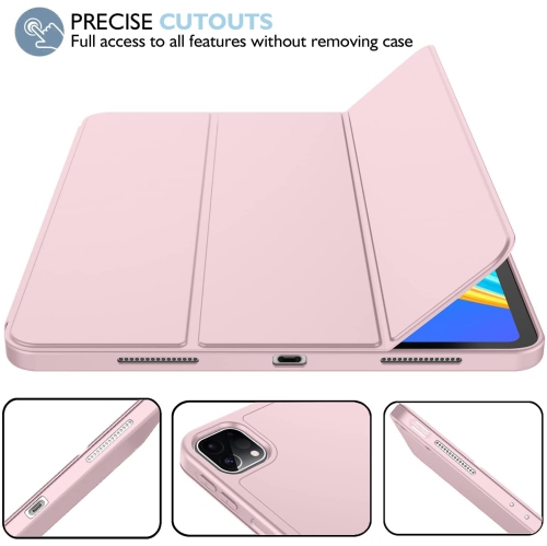 [CS] Slim Magnetic Smart Cover Stand Case & Pencil Holder for Apple iPad Air 13" 2024, Rose Gold
