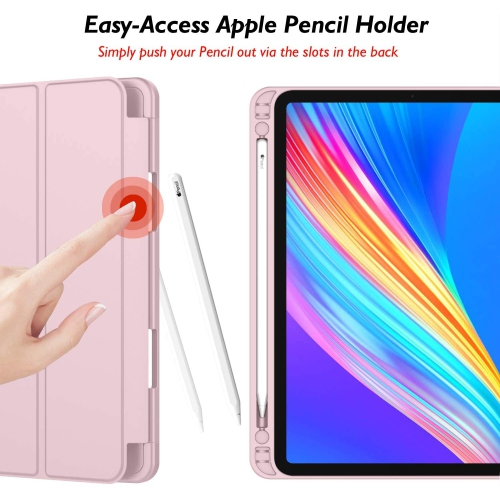 [CS] Slim Magnetic Smart Cover Stand Case & Pencil Holder for Apple iPad Air 13" 2024, Rose Gold