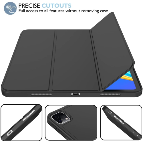 [CS] Étui magnétique mince Smart Cover avec support à crayons pour Apple iPad Air de 13 po 2024 Go, noir