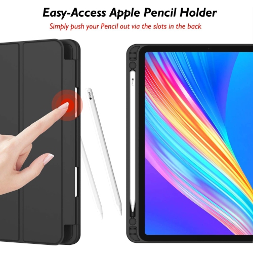 [CS] Étui magnétique mince Smart Cover avec support à crayons pour Apple iPad Air de 13 po 2024 Go, noir