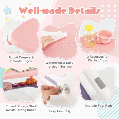 Ensemble 3 pièces table et chaises pour enfants avec bureau d'étude et blocs de construction de Costway