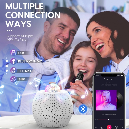 Karaoke Machine for Kids Adults, Bluetooth Karaoke Speaker with 2 Wireless Mics, Dynamic Led Light for Home Party and Birthday Gifts