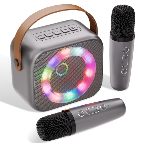 HLD  Karaoke Machine for Kids, Mini Portable Bluetooth Karaoke Speaker \w 2 Wireless Mics And Colorful Lights for Kids Adults, Gifts Toys for Girls