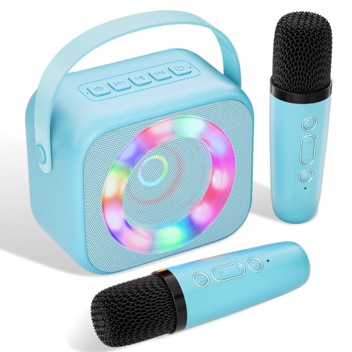 HLD Karaoke Machine for Kids, Mini Portable Bluetooth Karaoke Speaker With 2 Wireless Mics And Colorful Lights for Kids Adults, Gifts Toys for Girls Boys Family Home Party