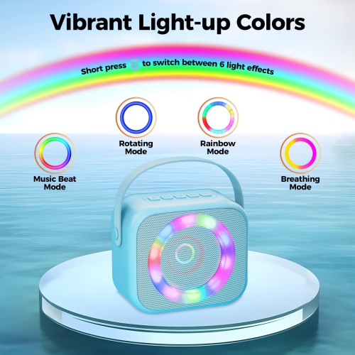 Machine à karaoké pour enfants, mini haut-parleur portatif Bluetooth karaoké avec 2 microphones sans fil et lumières colorées pour enfants adultes,