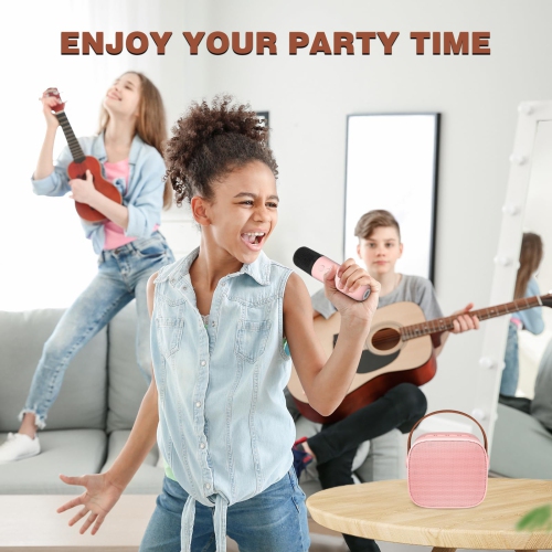 Mini Karaoke Machine for Kids, Portable Bluetooth Speaker with Wireless Microphone, Music Player Toys Gifts for Boys GirlsBirthday Christmas Party