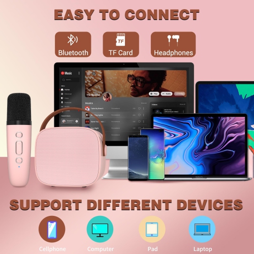 Mini Karaoke Machine for Kids, Portable Bluetooth Speaker with Wireless Microphone, Music Player Toys Gifts for Boys GirlsBirthday Christmas Party