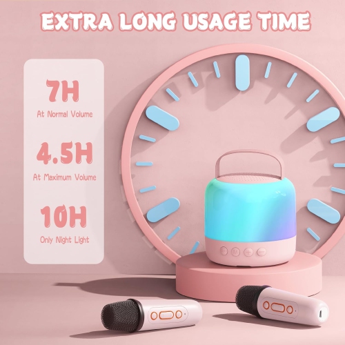 Karaoke Machine Kids, Mini Karaoke Machine with 2 Wireless Microphone for Kids, Birthday Gift Karaoke Microphone Kids Toys for Girls and Boys 2, 3,