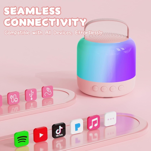 Karaoke Machine Kids, Mini Karaoke Machine with 2 Wireless Microphone for Kids, Birthday Gift Karaoke Microphone Kids Toys for Girls and Boys 2, 3,