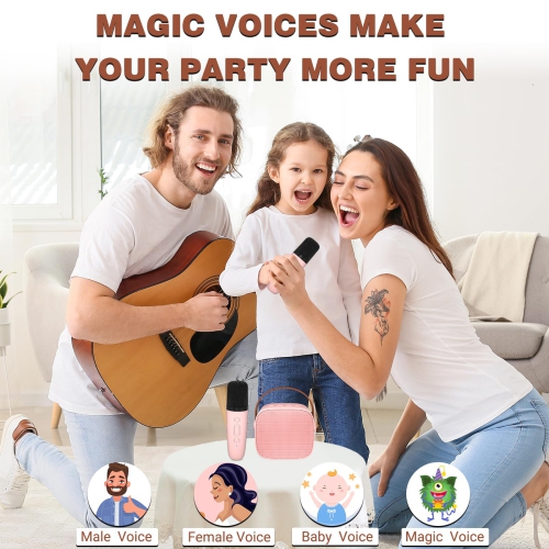Mini Karaoke Machine for Kids,Portable Bluetooth Speaker with 2 Wireless Microphones for Kids and Adults,Gifts for Girls and Boys Age 4-12 Year Old