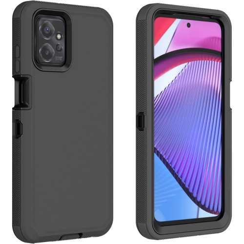 [CS] Triple Layers Shockproof Heavy Duty Defender Hard Case for Motorola Moto G Power 5G 2024, Black