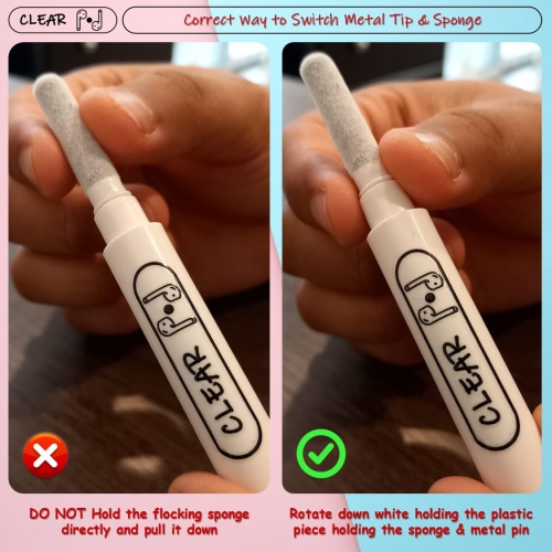 Clear Pod Cleaner Kit for Airpods Pro 1 2 3, Samsung Android Earbuds, Multifunctional Cleaning Pen with Soft Brush, Flocking Sponge for Headphones,