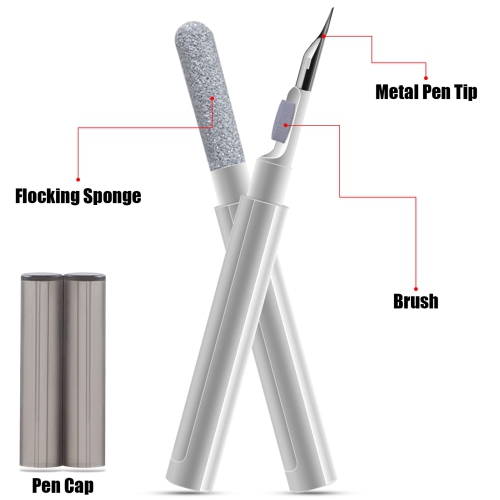 Trousse de nettoyage 3-en-1 avec brosse souple pour étui d'écouteurs Bluetooth, trousse de nettoyage multifonction pour écouteurs AirPods 1/2/3/Pro,