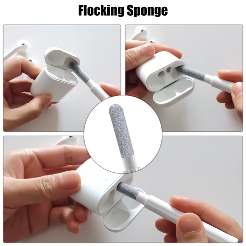 Trousse de nettoyage 3-en-1 avec brosse souple pour étui d'écouteurs Bluetooth, trousse de nettoyage multifonction pour écouteurs AirPods 1/2/3/Pro,