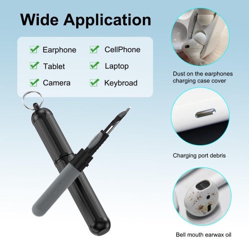 Cleaner Kit for AirPods Cleaner, Multi-Function Cleaning Kit Pen with Soft Brush Flocking Sponge for Airpods Pro 1 2 3 Bluetooth Headphone Case