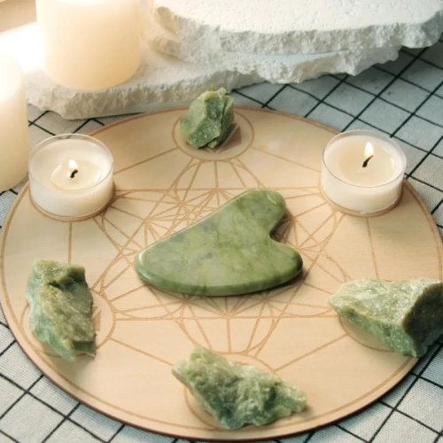 Outil facial Xiuyan Jade Gua Sha : Soin de soi et massage pour le visage et le corps – soulage la tension et réduit les poches