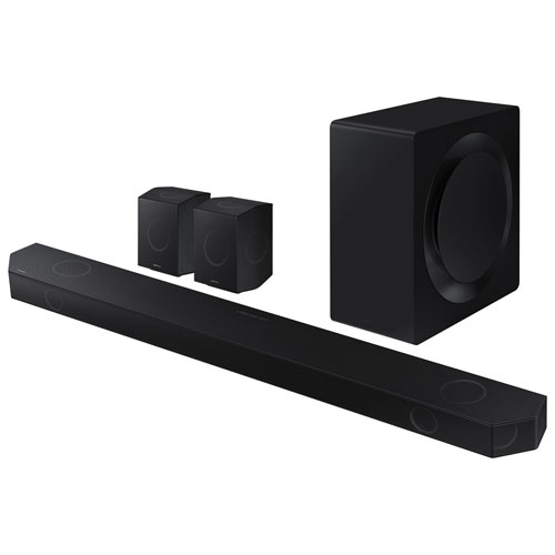 Refurbished - Samsung HW-Q990D/ZC 11.1.4 Channel Sound Bar with Wireless Subwoofer & Up-Firing Rear Speakers - Graphite Black