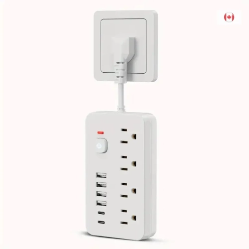 GENER  10-In-1 Multi-Plug Power Strip w Surge Protection, 4 Ac Outlets, 4 USB Ports, 2 Type-C Ports, Switch, Portable for Office, Home, Travel –