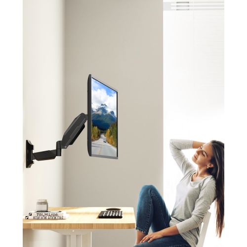 Single Monitor Wall Mount for Max 32 Inch Computer Screen, Premium Heavy Duty Single Monitor Arm, Full Motion Wall Monitor Mount with VESA Extension