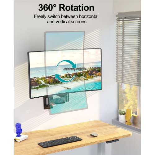 Single Monitor Wall Mount for Max 32 Inch Computer Screen, Premium Heavy Duty Single Monitor Arm, Full Motion Wall Monitor Mount with VESA Extension