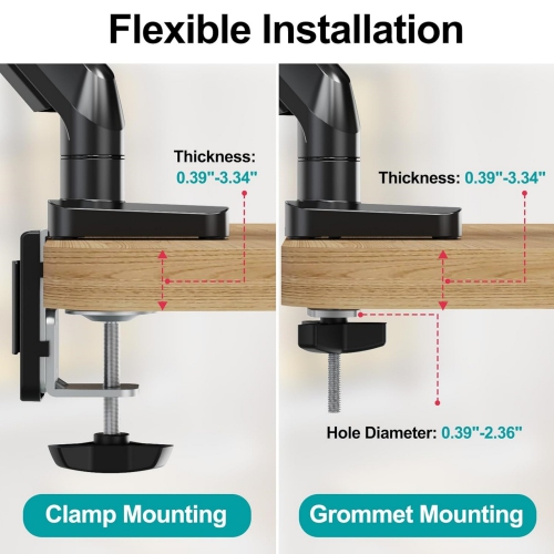Single Monitor Mount Stand fits 22-35 inch/26.4lbs Ultrawide Computer Screen, Long Monitor Arm with Height Adjustable, Premium Gas Spring Monitor