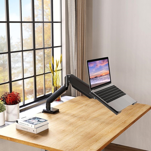 Single Monitor Mount Stand fits 22-35 inch/26.4lbs Ultrawide Computer Screen, Long Monitor Arm with Height Adjustable, Premium Gas Spring Monitor