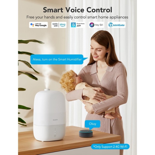 GoveeLife ‎39.4 x 23.2 x 18.9 cm Smart 3L Humidifiers for Bedroom Top Fill Cool Mist with Essential Oil Diffuser Humidity Control White