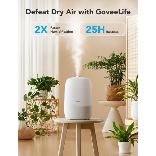GoveeLife ‎39.4 x 23.2 x 18.9 cm Smart 3L Humidifiers for Bedroom Top Fill Cool Mist with Essential Oil Diffuser Humidity Control White