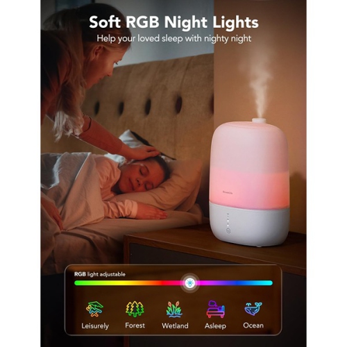 GoveeLife ‎39.4 x 23.2 x 18.9 cm Smart 3L Humidifiers for Bedroom Top Fill Cool Mist with Essential Oil Diffuser Humidity Control White