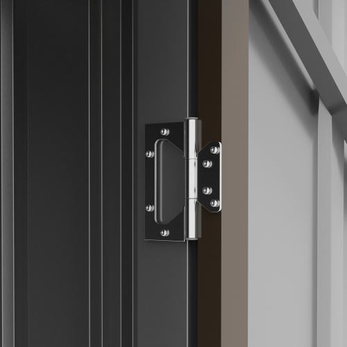 Outsunny 3' x 3' Lean-to Garden Storage Shed, Outdoor Galvanized Steel Tool House with Lockable Door for Patio, Backyard Lawn, Brown and White