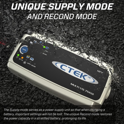 CTEK Multi US 7002 12-Volt Battery Charger, Black