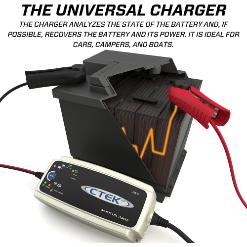 CTEK Multi US 7002 12-Volt Battery Charger, Black