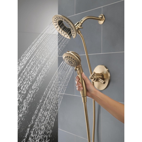 Delta Faucet Saylor 17 Series Gold Shower Valve Trim Kit with In2ition 2-in-1 Shower Head with Handheld Spray -Open Box