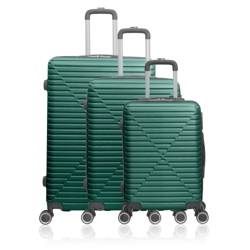 NICCI 3 piece Luggage Set Checking In Collection - Dark Green