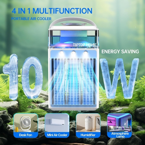 Portable Air Conditioners, 4 in 1 Rechargeable Mini Air Conditioner Evaporative Personal Cooler Humidifier - App Control, 800ML Mini AC Desktop