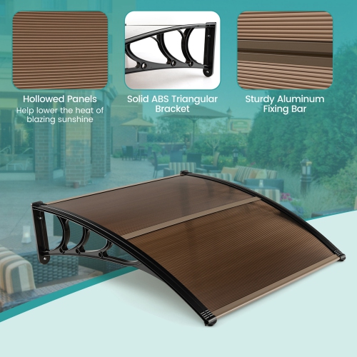 Costway 40" x 40" Patio Awning Canopy Outdoor Window Door Overhang Rain Snow Protection