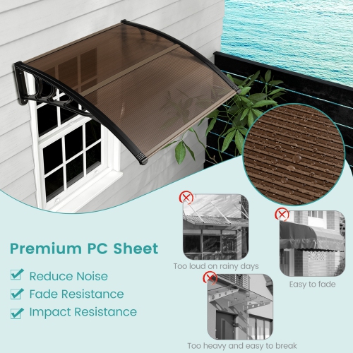 Costway 40" x 40" Patio Awning Canopy Outdoor Window Door Overhang Rain Snow Protection