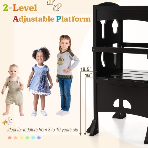 Costway Folding Kitchen Kids Step Ladder Stool Wooden Toddler Safety Tower Helper