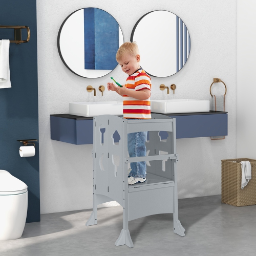 Escabeau d'aide en bois pour enfant pliable Kitchen Step de Costway