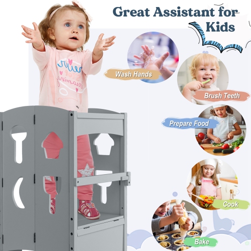 Escabeau d'aide en bois pour enfant pliable Kitchen Step de Costway