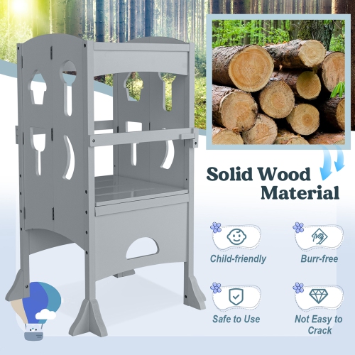 Escabeau d'aide en bois pour enfant pliable Kitchen Step de Costway