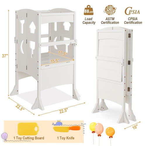 Costway Folding Kitchen Kids Step Ladder Stool Wooden Toddler Safety Tower Helper