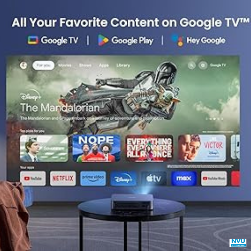 Dangbei Atom Laser Portable Projector, Google TV, 1200 ISO Lumens 180", 1080p, HDR10 & Google Assistant Voice Control