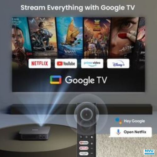 Dangbei Atom Laser Portable Projector, Google TV, 1200 ISO Lumens 180", 1080p, HDR10 & Google Assistant Voice Control