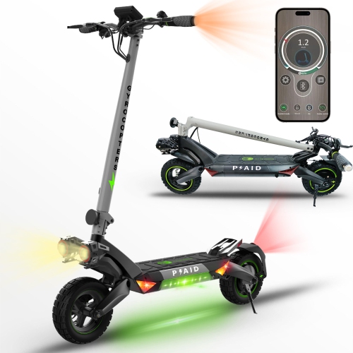 GYROCOPTERS  Plaid Electric Scooter, 10” Tires, Speed Up to 42Kmph, Long Range Up to 35Km, Max Power 1000W, With App