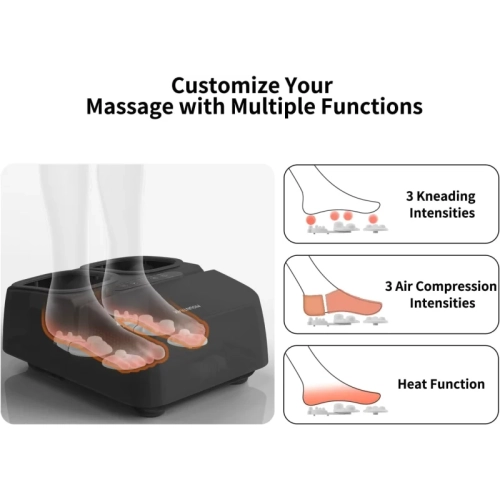 Foot Massager Machine with Heat: Deep Kneading Shiatsu Foot Massager for Plantar Fasciitis, Pain Relief, Gifts for Women & Men Father, Fits Up to