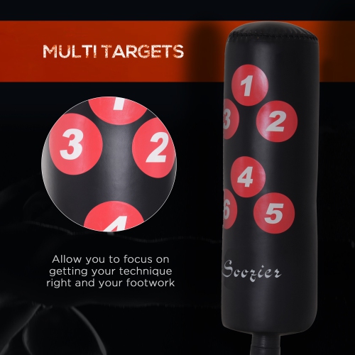 Soozier Freestanding Punching Bag, 65" Boxing Bag with Water/Sand Refilled Stand and Rubber Suction Cups, Heavy Kickboxing Bag for Youths Adults