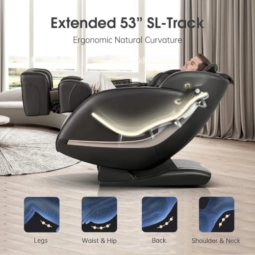 Track Zero Gravity Massage Chair - Full Body Shiatsu Massage Recliner with APP Control, Waist & Calf Heat, Thai Stretch, Body Scan, Shortcut Key,